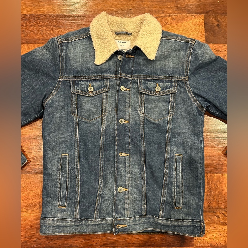 Old Navy Sherpa Lined Jean Jacket Kids Size 18 XXL Boys Girls Gender Neutral
